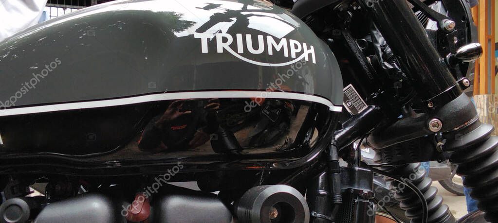 Classic Triumph motorcycle fuel tank