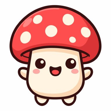 Şirin kawaii mantar karakteri çizimi