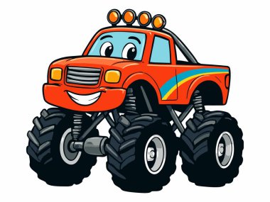 Kocaman gözlü, sevimli bir canavar kamyonun resmi.