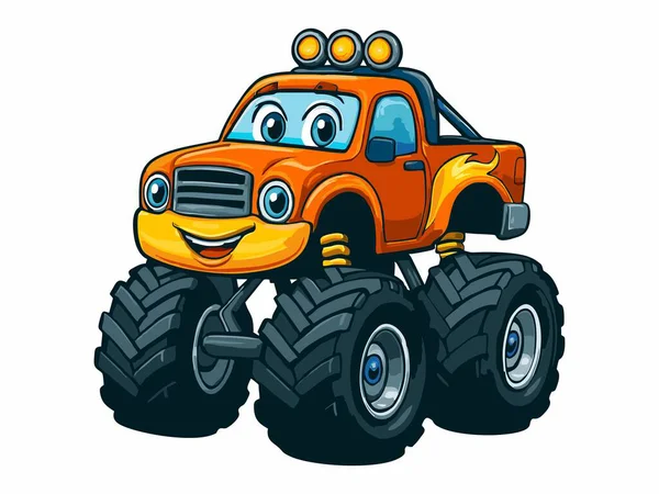 Kocaman gözlü, sevimli bir canavar kamyonun resmi.