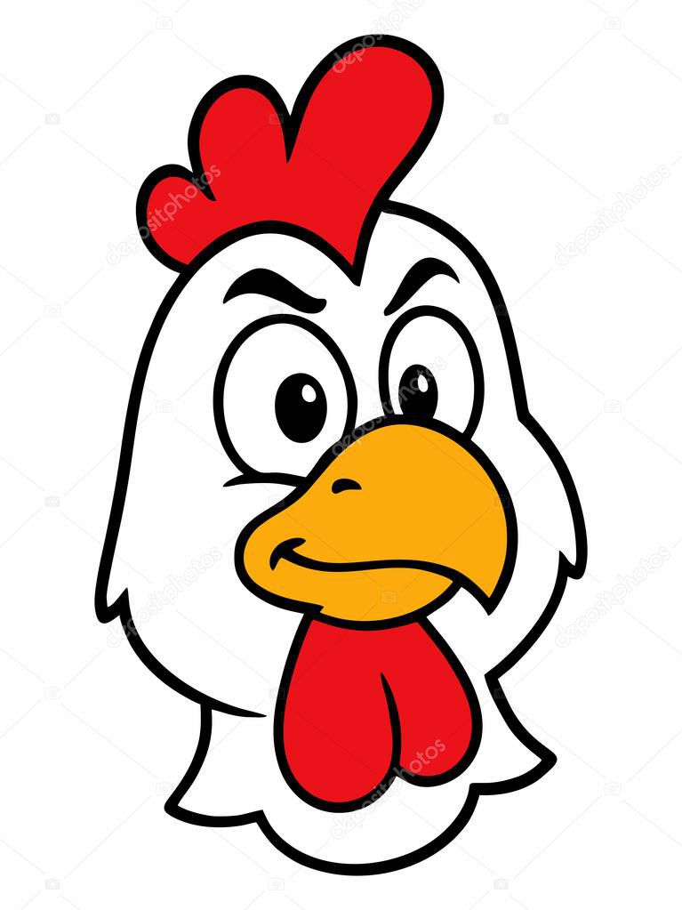 Cartoon chicken head logo illustration