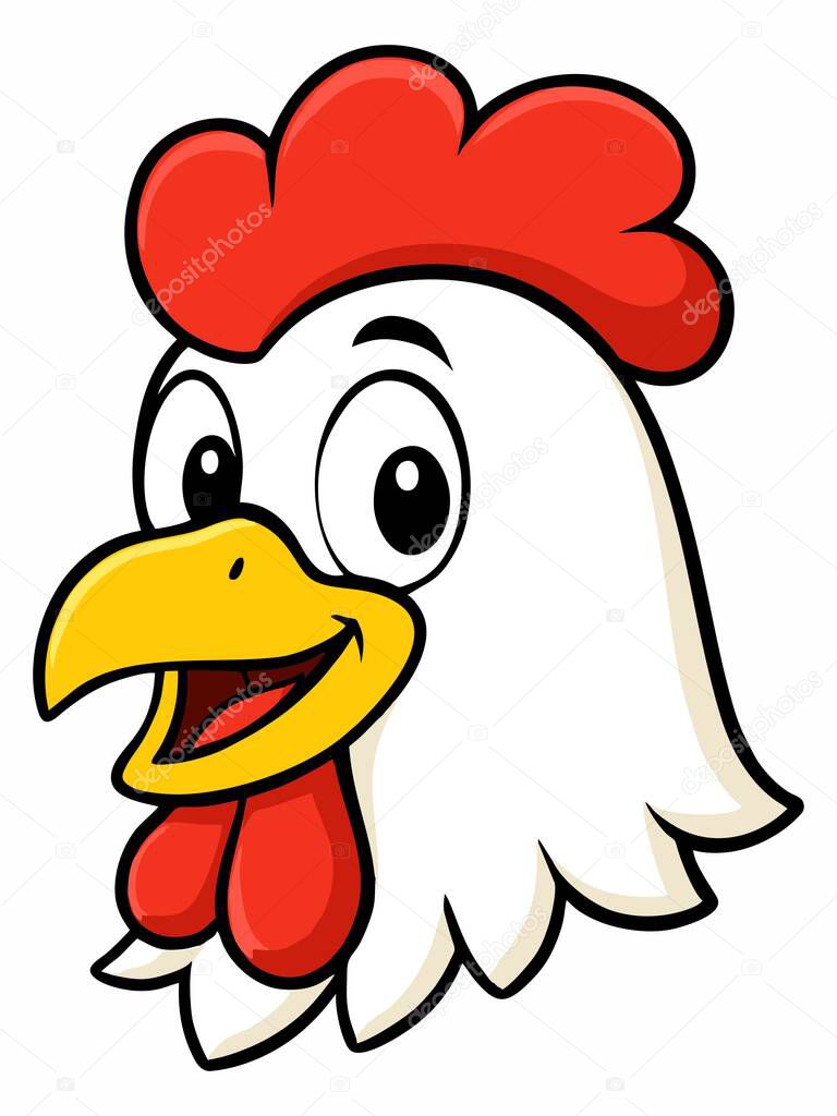 Cartoon chicken head logo illustration