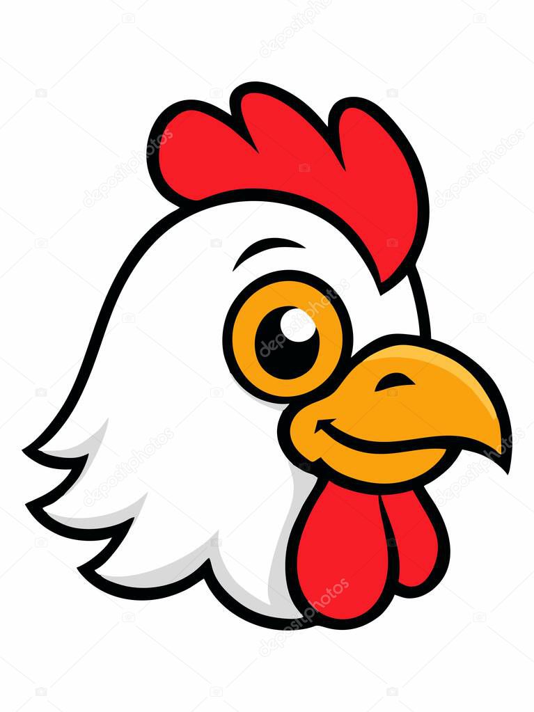 Cartoon chicken head logo illustration