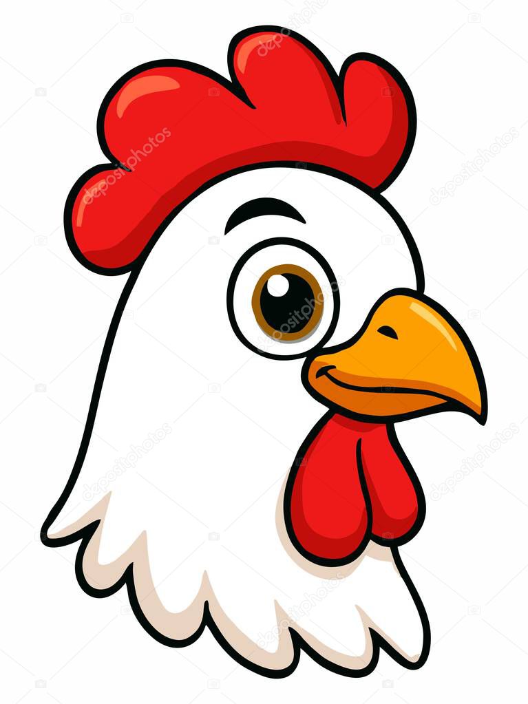 Cartoon chicken head logo illustration