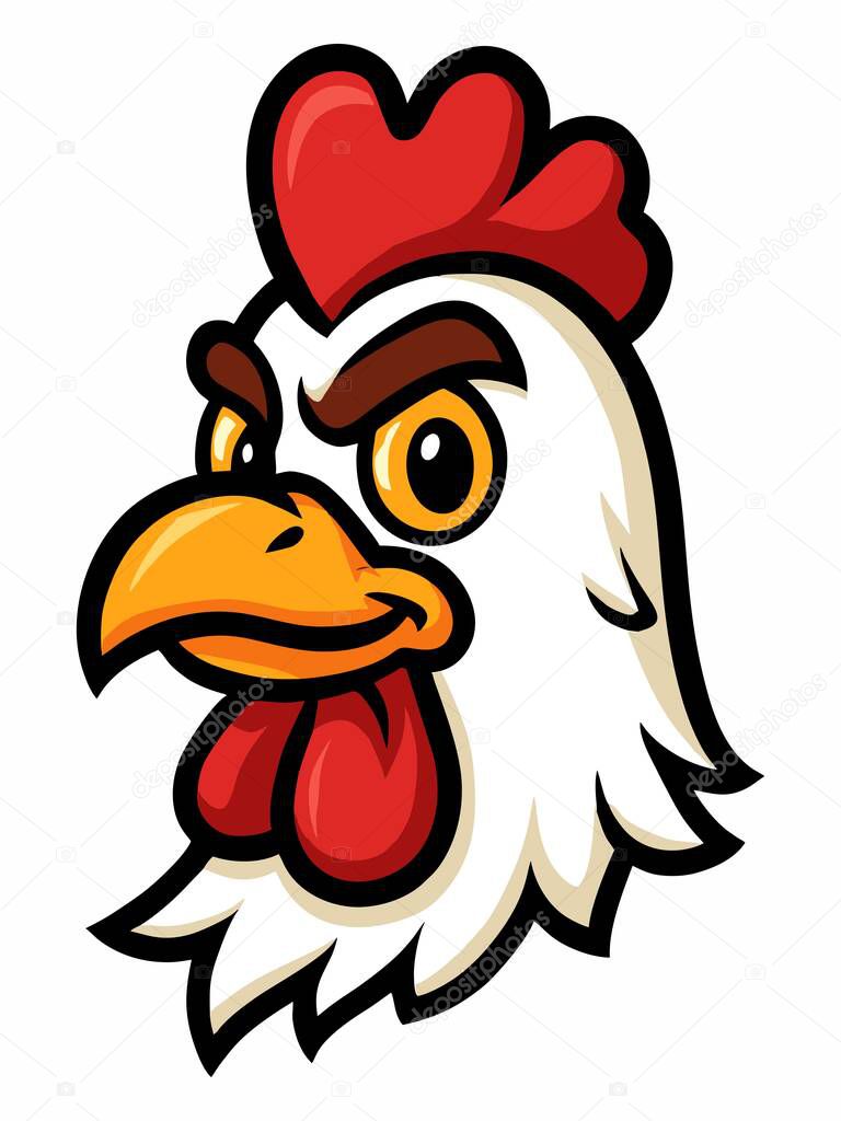 Cartoon chicken head logo illustration