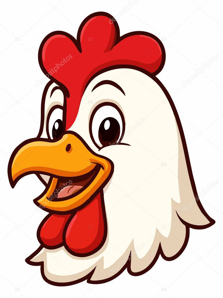Cartoon chicken head logo illustration