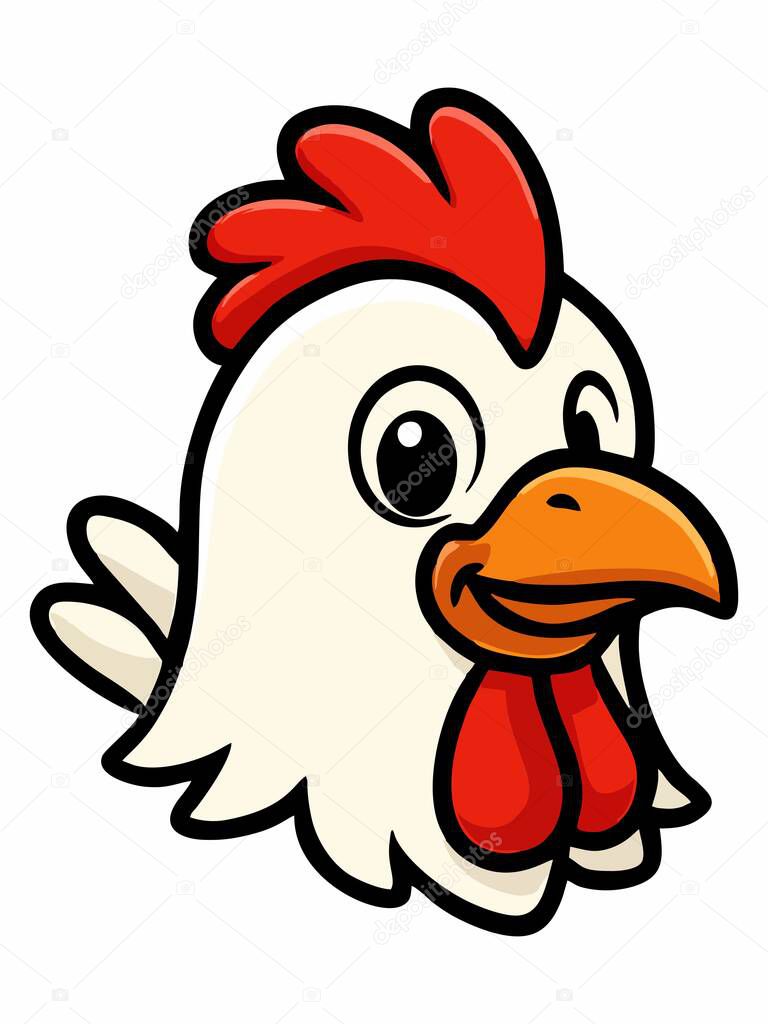 Cartoon chicken head logo illustration
