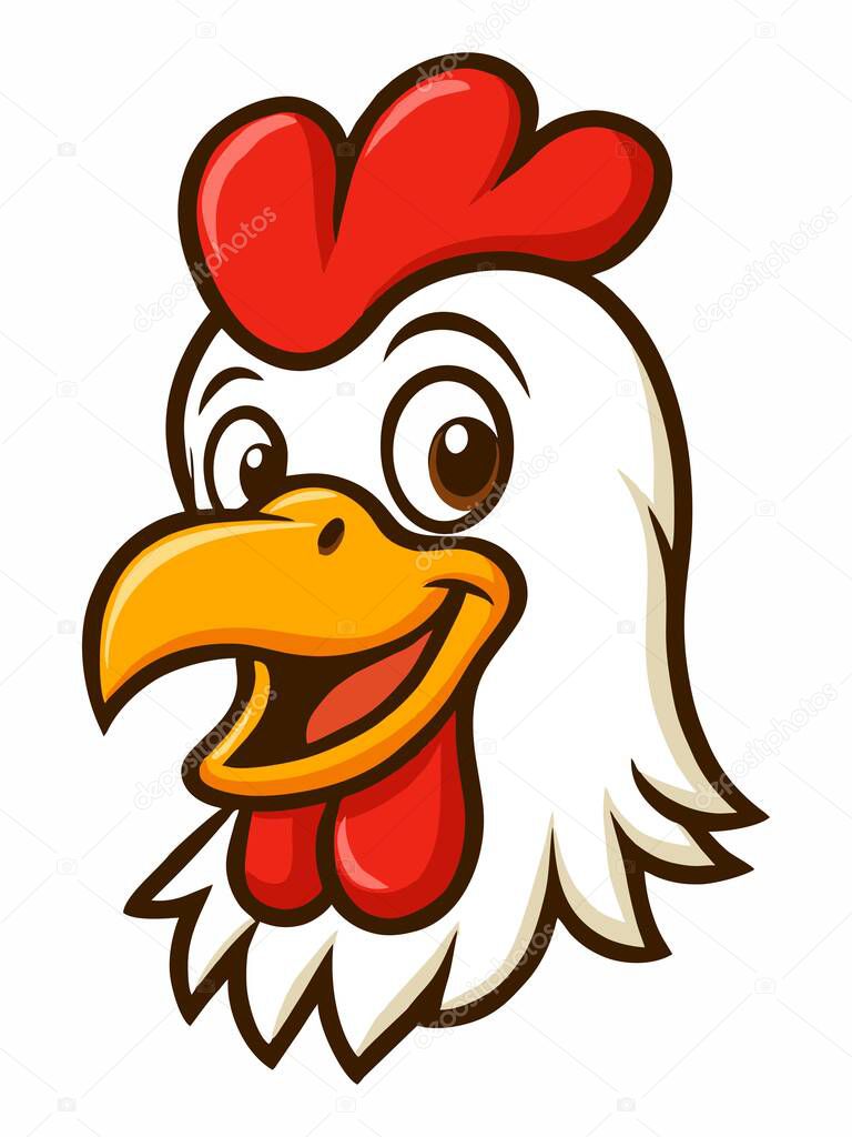 Cartoon chicken head logo illustration