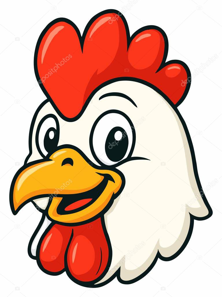 Cartoon chicken head logo illustration
