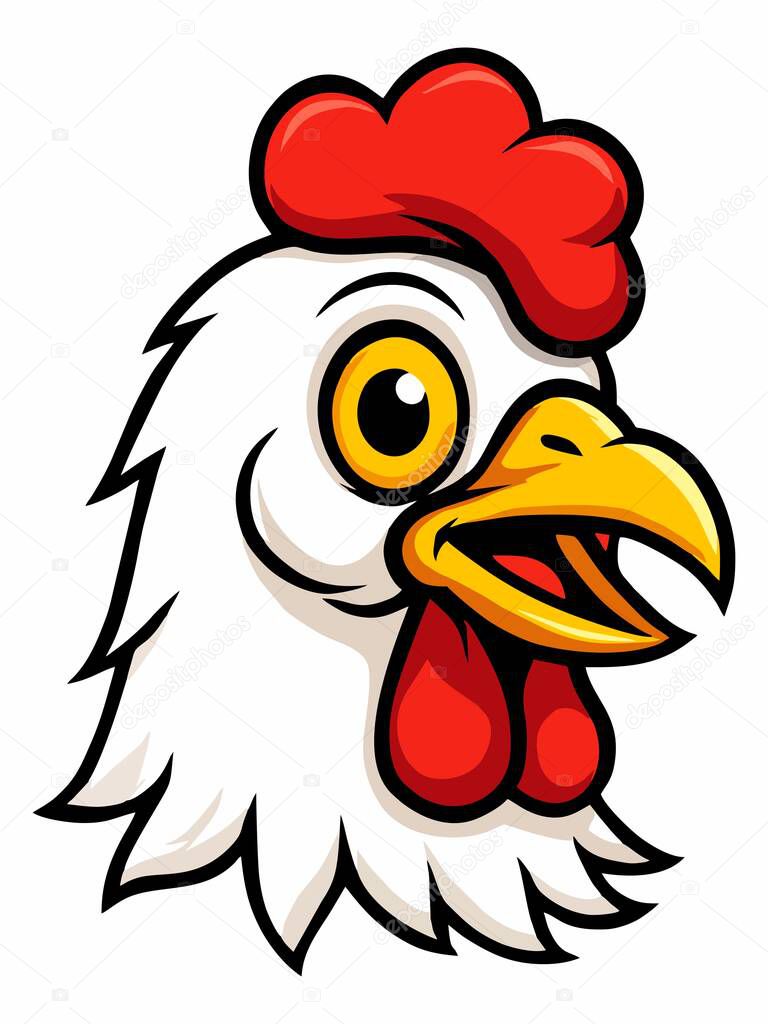 Cartoon chicken head logo illustration