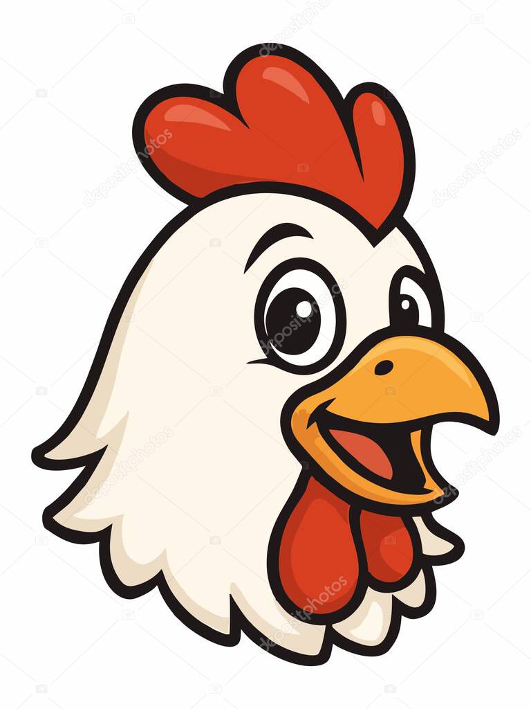 Cartoon chicken head logo illustration