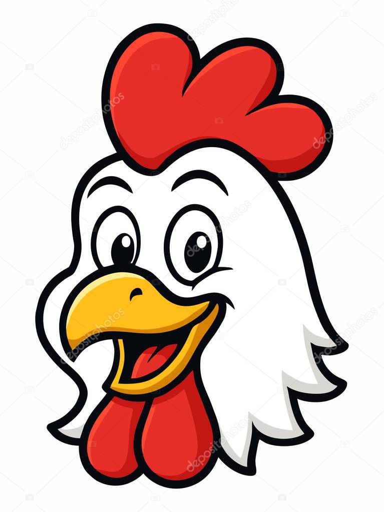 Cartoon chicken head logo illustration