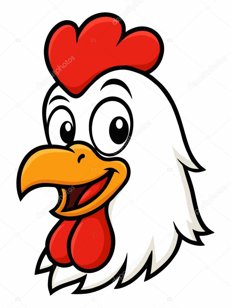Cartoon chicken head logo illustration