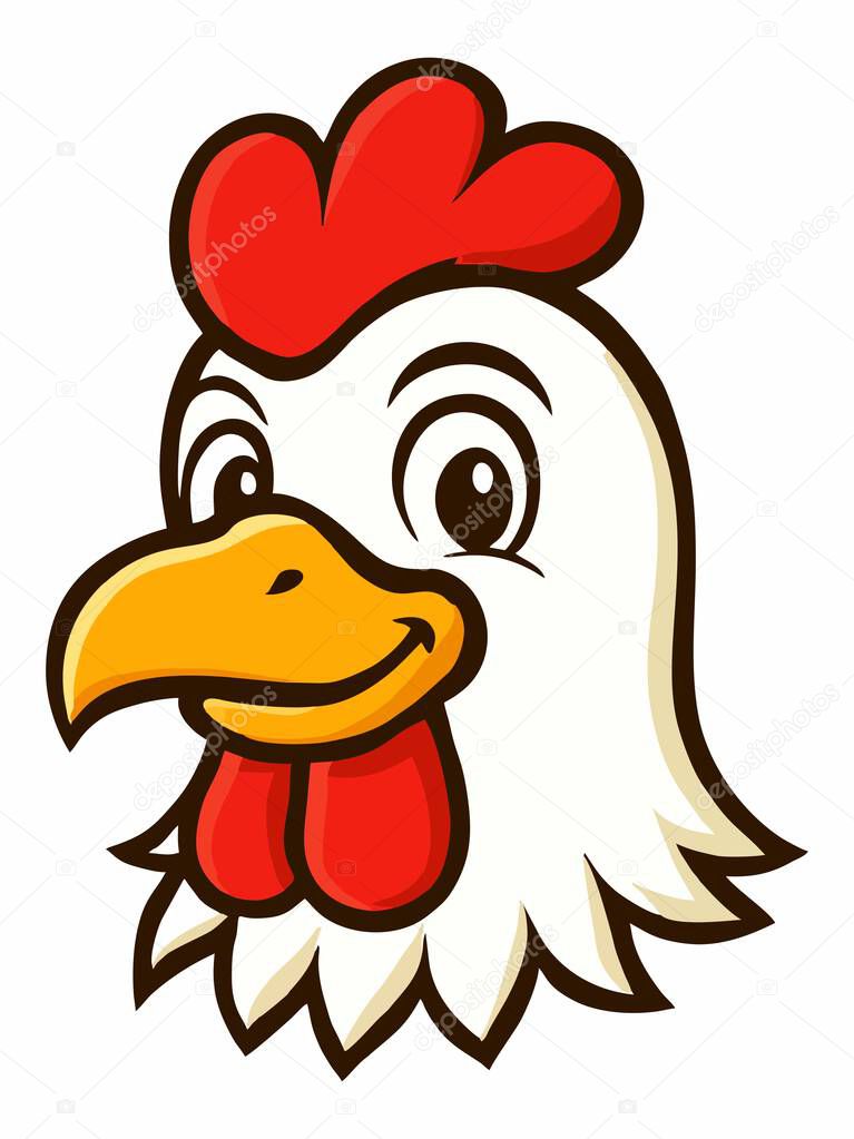 Cartoon chicken head logo illustration
