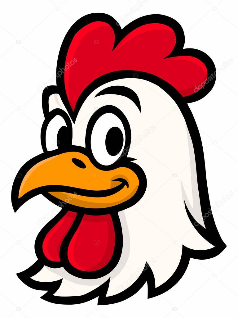 Cartoon chicken head logo illustration