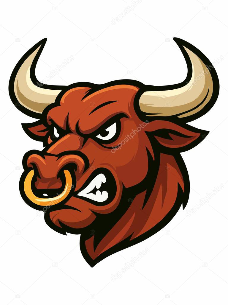 Illustration of a fierce bull mascot logo