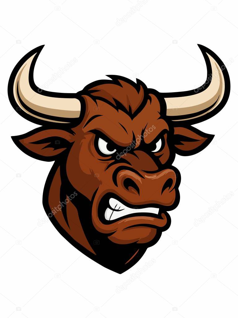 Illustration of a fierce bull mascot logo