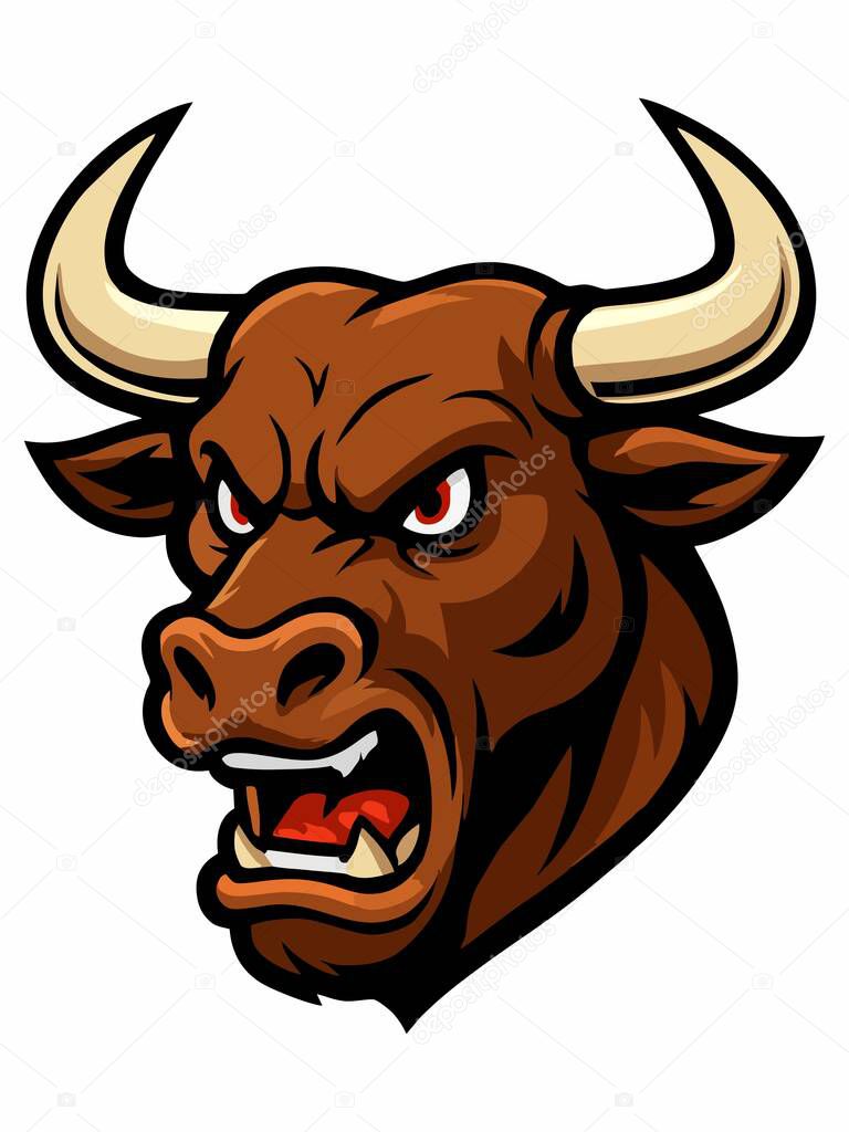 Illustration of a fierce bull mascot logo