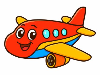 Çizgi film uçak illüstrasyonu, vektör