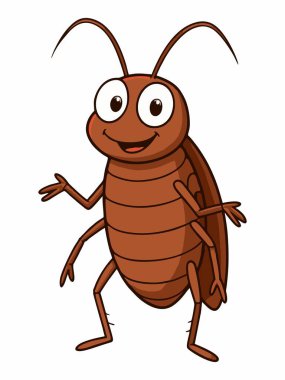 Sevimli hamamböceği çizgi film karakteri çizimi