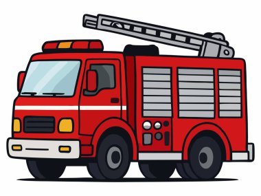 Çizgi film itfaiye aracı illüstrasyonu