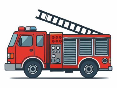 Çizgi film itfaiye aracı illüstrasyonu