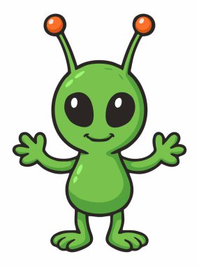 Sevimli yeşil çizgi film uzaylı karakteri