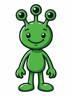 Sevimli yeşil çizgi film uzaylı karakteri