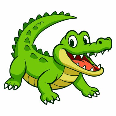 Tatlı çizgi film timsah çizimi