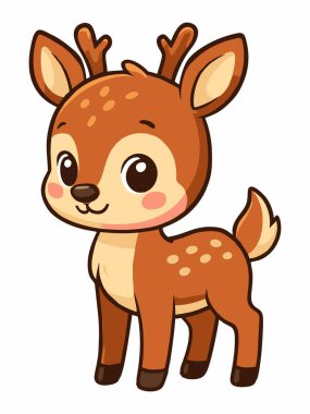 Sevimli karikatür geyik karakteri çizimi