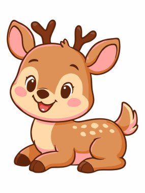 Sevimli karikatür geyik karakteri çizimi