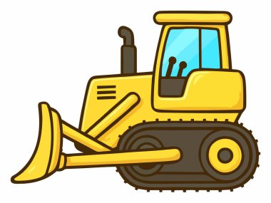 Cartoon illustration of a bulldozer, heavy equipment for construction