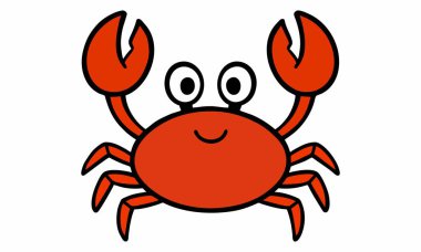 Sevimli gülümseyen yengeç çizgi film çizimi