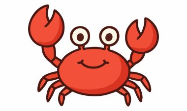 Sevimli gülümseyen yengeç çizgi film çizimi