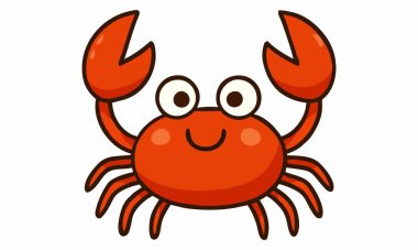 Sevimli gülümseyen yengeç çizgi film çizimi