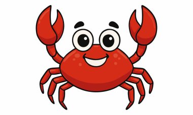 Sevimli gülümseyen yengeç çizgi film çizimi