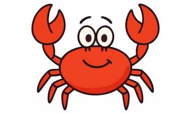 Sevimli gülümseyen yengeç çizgi film çizimi