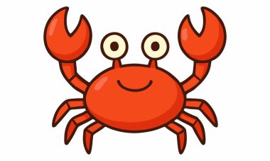 Sevimli gülümseyen yengeç çizgi film çizimi