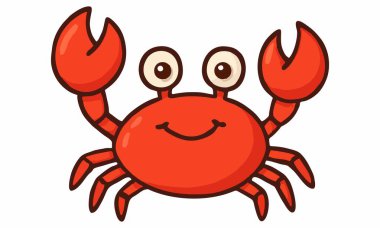 Sevimli gülümseyen yengeç çizgi film çizimi