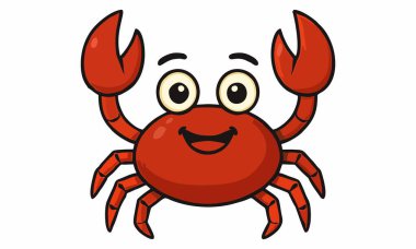 Sevimli gülümseyen yengeç çizgi film çizimi