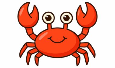 Sevimli gülümseyen yengeç çizgi film çizimi