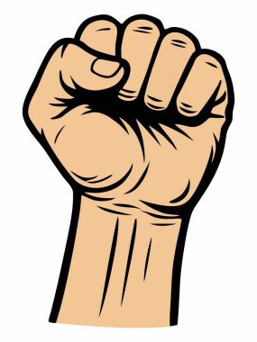 Kalkmış bir yumruğun tasviri gücü ve birliği simgeler..
