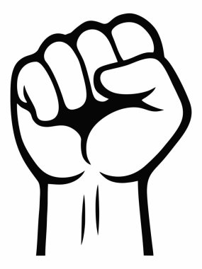 Kalkmış bir yumruğun tasviri gücü ve birliği simgeler..