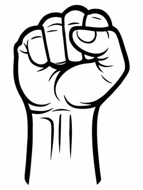 Kalkmış bir yumruğun tasviri gücü ve birliği simgeler..