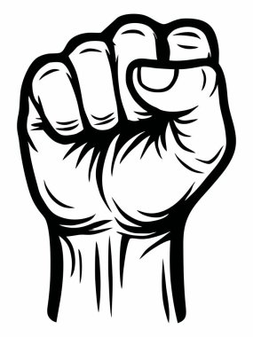 Kalkmış bir yumruğun tasviri gücü ve birliği simgeler..