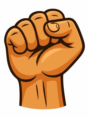 Kalkmış bir yumruğun tasviri gücü ve birliği simgeler..