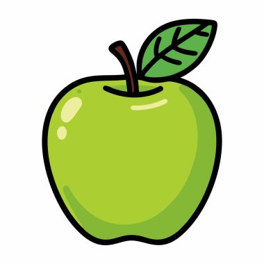 Taze yeşil elma çizgi filmi çizimi