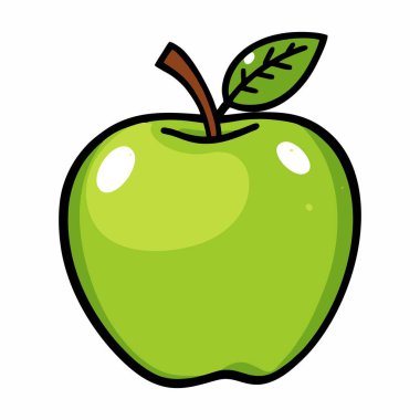 Taze yeşil elma çizgi filmi çizimi