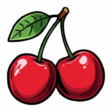 Yeşil yapraklı kırmızı kirazların resmi