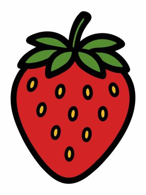 Yeşil yapraklı bir çilek tasviri